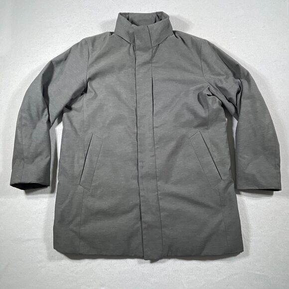 UNIQLO Hybrid Down Jacket Men Medium Gray Puffer Coat Winter Outerwear Softshell - Picture 1 of 12